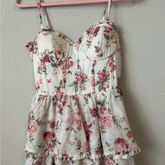 Altar'd State Pink Floral Tiered Maxi Dress size small - Picture 6 of 12